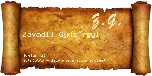Zavadil Györgyi névjegykártya